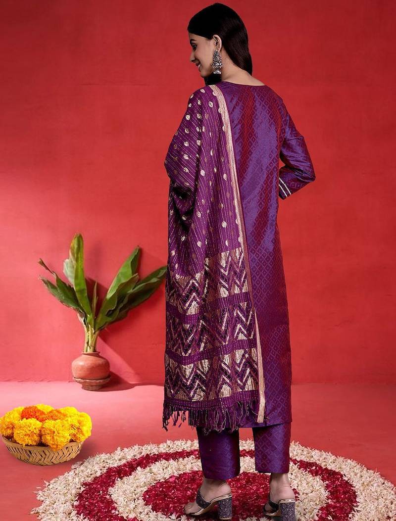 Women Ethnic Motifs Embroidered Kurta with Trousers & Dupatta