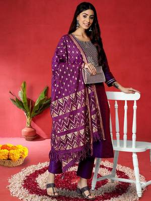 Women Ethnic Motifs Embroidered Kurta with Trousers & Dupatta 6