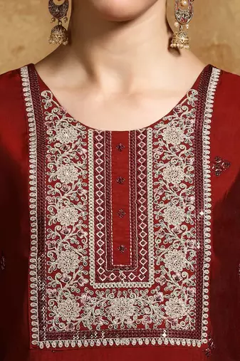 Women Embroidered Regular Kurta with Trousers & With Dupatta