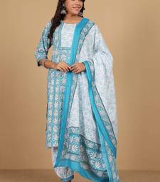 Floral Printed Straight Kurta With Salwar & Dupatta