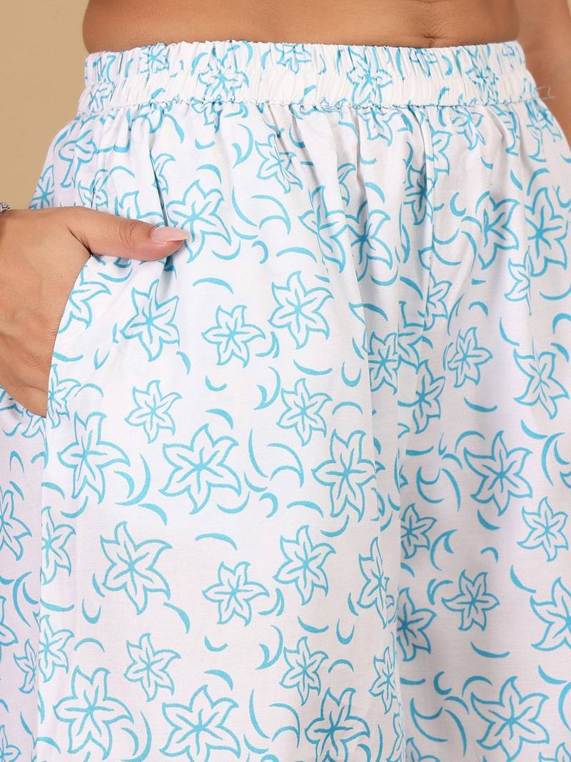 Floral Printed Straight Kurta With Salwar & Dupatta