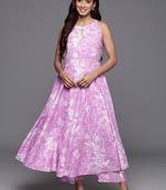 Women Floral Printed Empire Pure Cotton Anarkali Kurta with Trouser