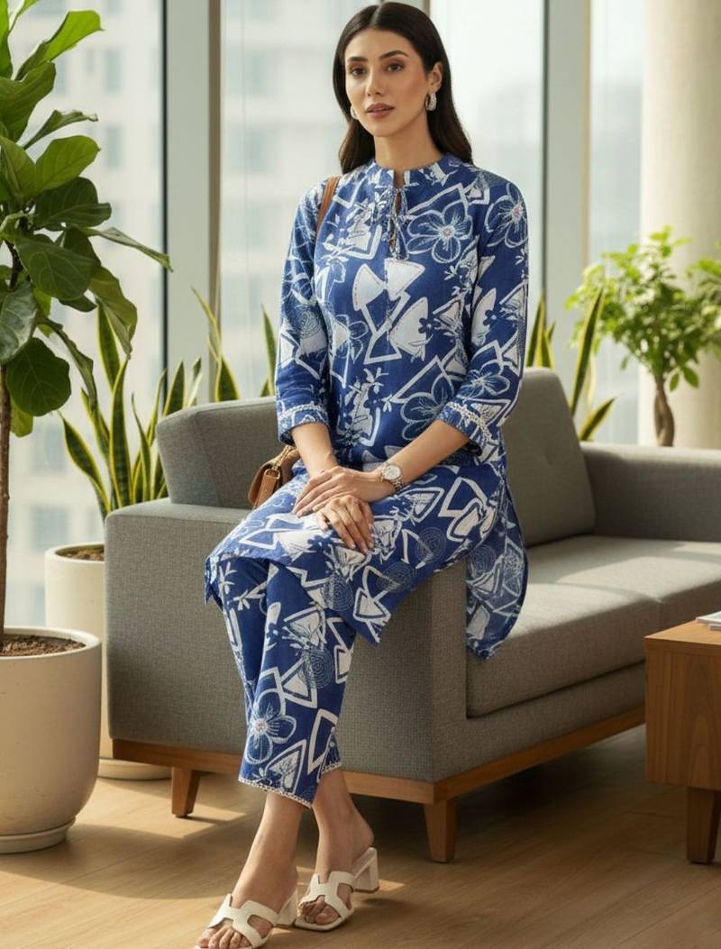 Women Printed Regular Kurta with Trousers