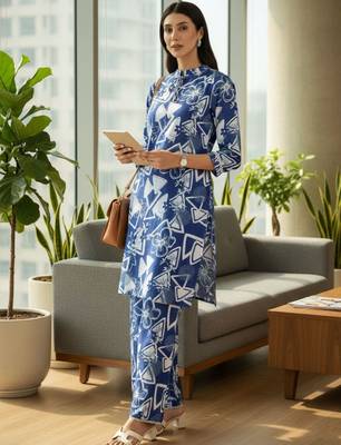 Women Printed Regular Kurta with Trousers 1