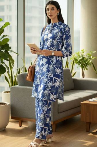 Women Printed Regular Kurta with Trousers