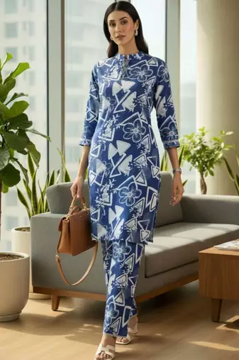 Women Printed Regular Kurta with Trousers