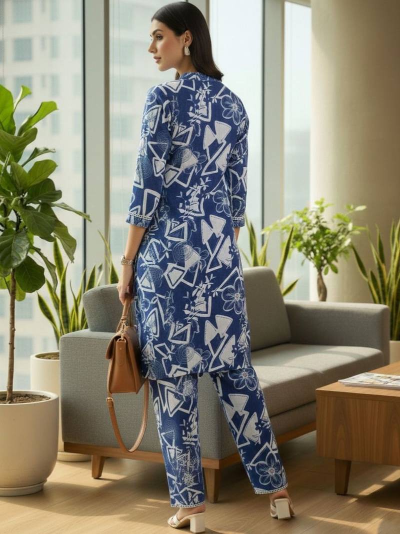 Women Printed Regular Kurta with Trousers