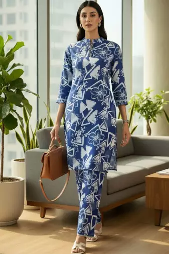 Women Printed Regular Kurta with Trousers