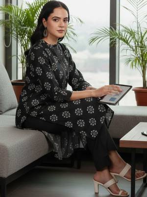 Women Ethnic Motifs Printed Regular Kurta with Trousers 2