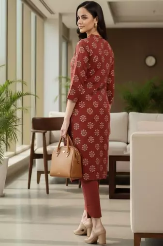 Women Ethnic Motifs Printed Regular Thread Work Kurta with Trousers