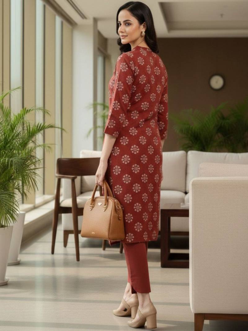 Women Ethnic Motifs Printed Regular Thread Work Kurta with Trousers