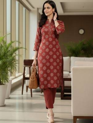 Women Ethnic Motifs Printed Regular Thread Work Kurta with Trousers 3