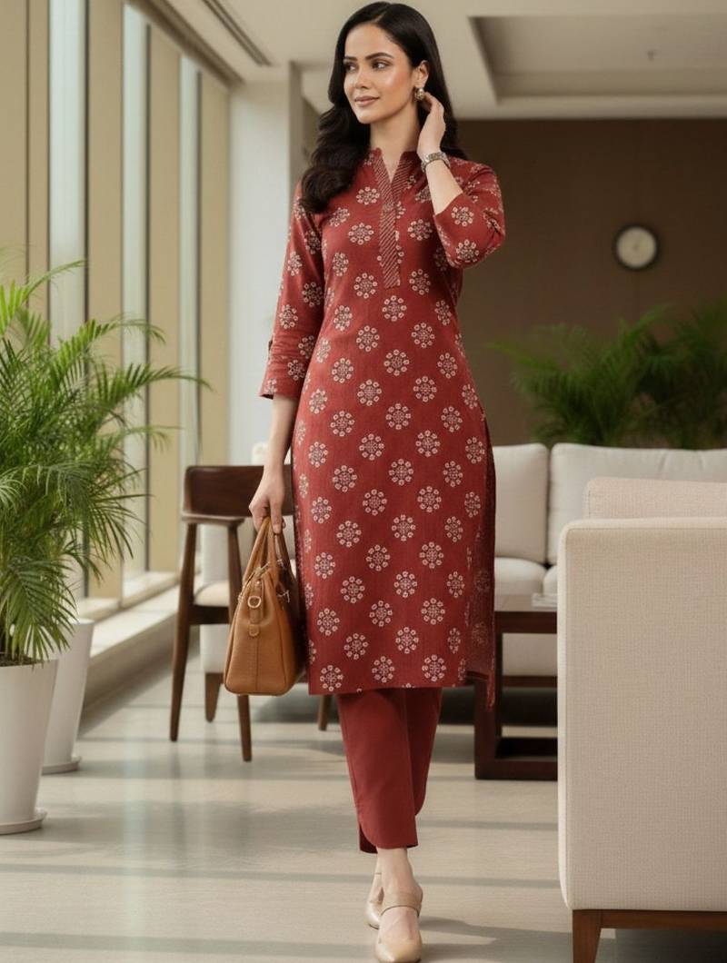 Women Ethnic Motifs Printed Regular Thread Work Kurta with Trousers