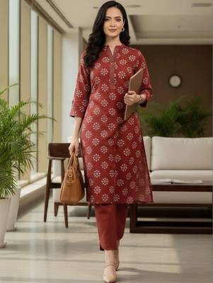 Women Ethnic Motifs Printed Regular Thread Work Kurta with Trousers 5