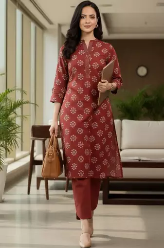 Women Ethnic Motifs Printed Regular Thread Work Kurta with Trousers