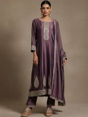 Women Ethnic Motifs Embroidered Regular Thread Work Kurta with Trousers & With Dupatta 1