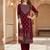 Women Ethnic Motifs Printed Regular Thread Work Velvet Kurta with Trousers