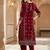 Women Ethnic Motifs Printed Regular Thread Work Velvet Kurta with Trousers