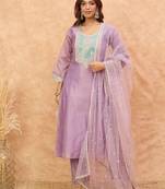 Women Yoke Design Regular Kurta with Trousers & Dupatta
