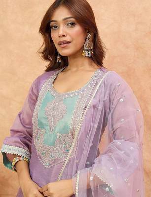 Women Yoke Design Regular Kurta with Trousers & Dupatta 2