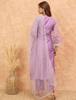 Women Yoke Design Regular Kurta with Trousers & Dupatta 5