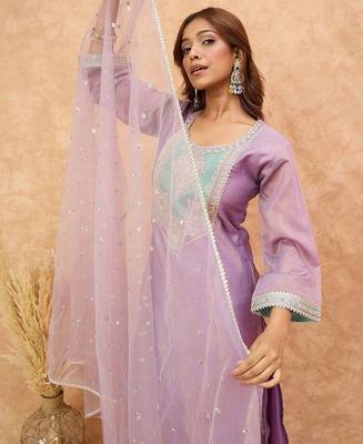 Women Yoke Design Regular Kurta with Trousers & Dupatta 7