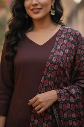Women Ethnic Motifs Regular Kurta with Trousers & With Dupatta