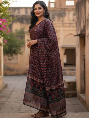 Women Ethnic Motifs Regular Kurta with Trousers & With Dupatta 6