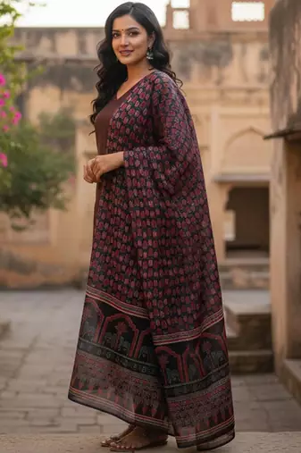 Women Ethnic Motifs Regular Kurta with Trousers & With Dupatta