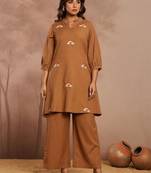 Women Embroidered Regular Thread Work Kurta with Palazzos