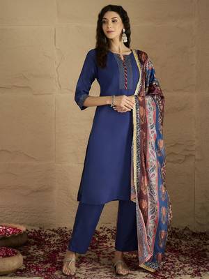 Women Ethnic Motifs Regular Sequinned Kurta with Trousers & Dupatta 1