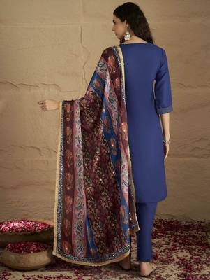 Women Ethnic Motifs Regular Sequinned Kurta with Trousers & Dupatta 7