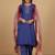 Thread Work Notch Neck Straight Kurta With Trousers And Dupatta