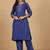 Thread Work Notch Neck Straight Kurta With Trousers And Dupatta