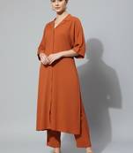 Women Regular Silk Crepe Kurta with Trousers