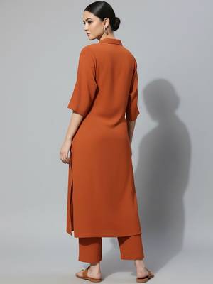 Women Regular Silk Crepe Kurta with Trousers 2