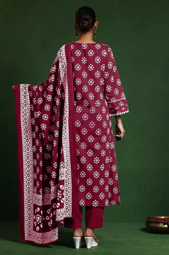 Women Floral Printed Regular Kurta with Trousers & With Dupatta