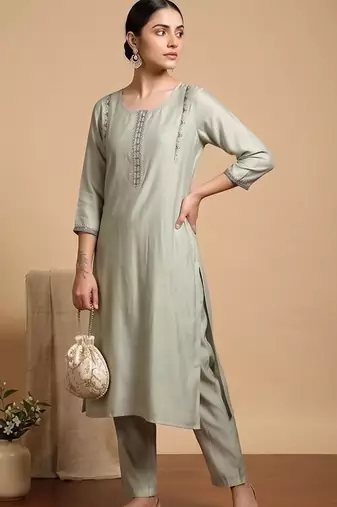 Women Ethnic Motifs Embroidered Regular Thread Work Kurta with Trousers & With Dupatta