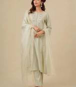 Women Ethnic Motifs Embroidered Regular Thread Work Kurta with Trousers & With Dupatta