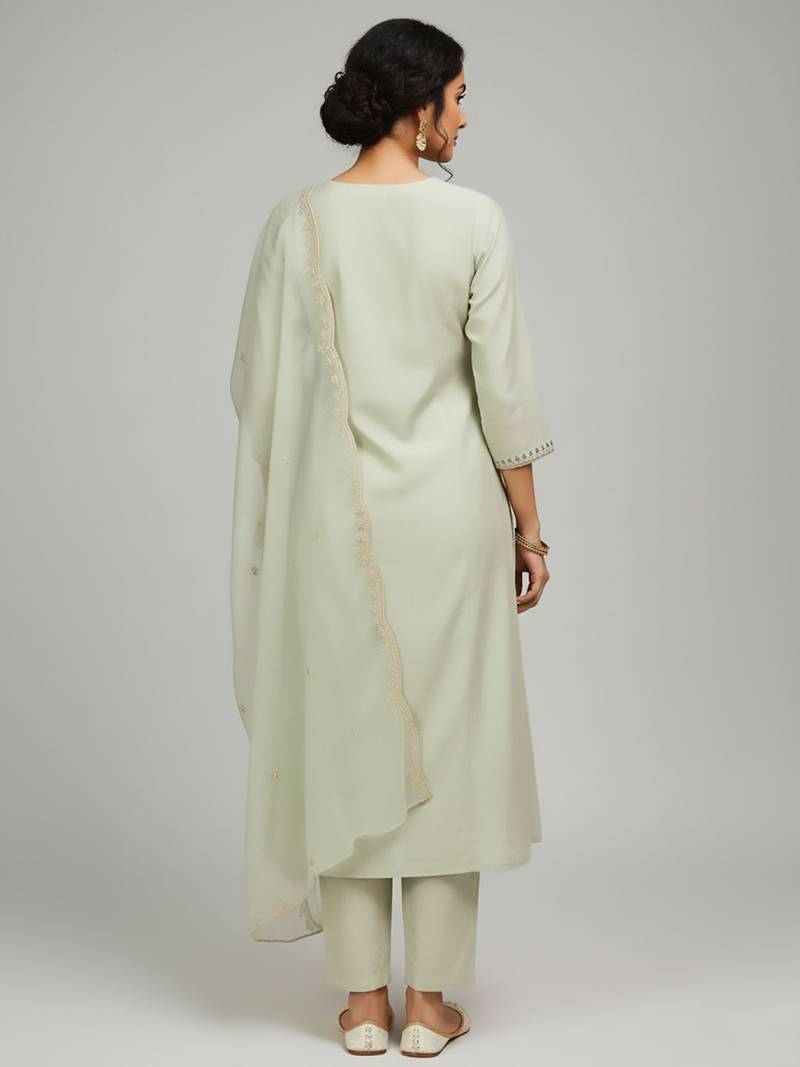 Women Ethnic Motifs Embroidered Regular Thread Work Kurta with Trousers & With Dupatta