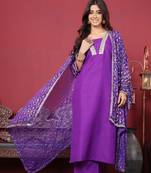 Sequinned Straight Kurta With Trouser & Dupatta