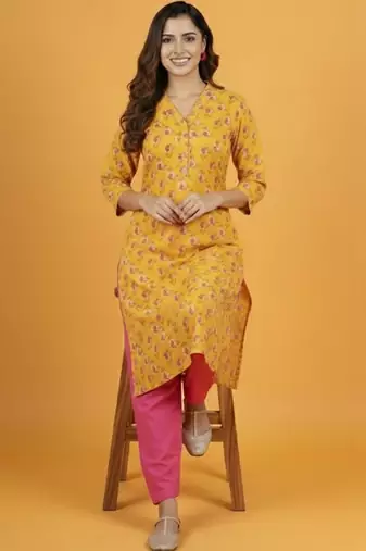 Women Floral Printed Regular Kurta with Trousers
