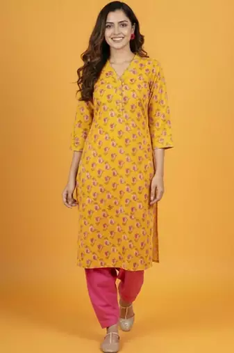 Women Floral Printed Regular Kurta with Trousers