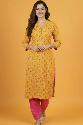 Women Floral Printed Regular Kurta with Trousers