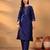 Geomertic Woven Design Notch Neck Straight Kurta With Trouser