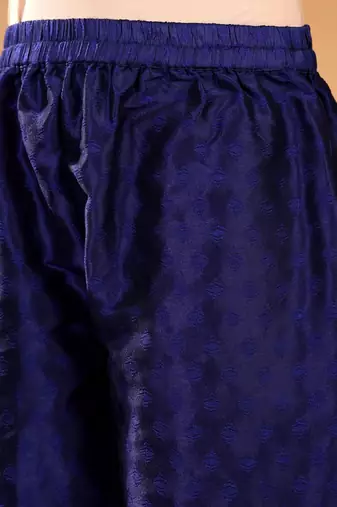 Geomertic Woven Design Notch Neck Straight Kurta With Trouser