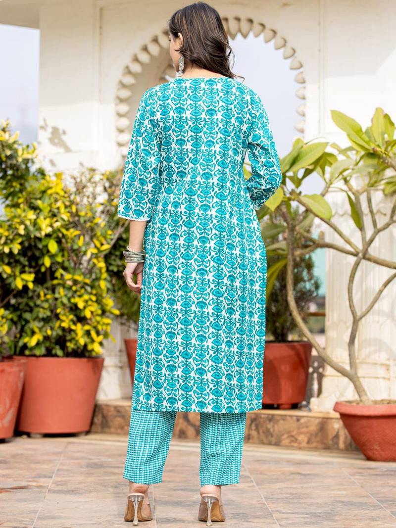 Women Ethnic Motifs Printed Kurta with Mirror Work, Printed Trousers, and Dupatta