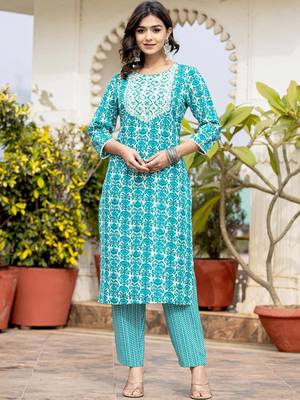 Women Ethnic Motifs Printed Kurta with Mirror Work, Printed Trousers, and Dupatta 6