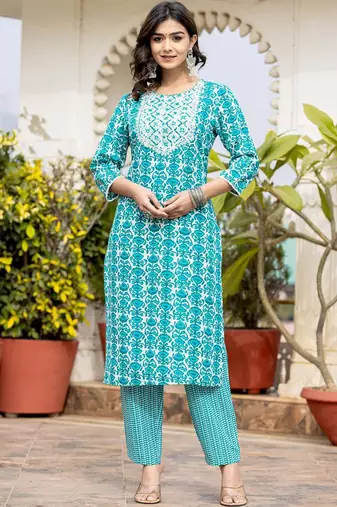Women Ethnic Motifs Printed Kurta with Mirror Work, Printed Trousers, and Dupatta