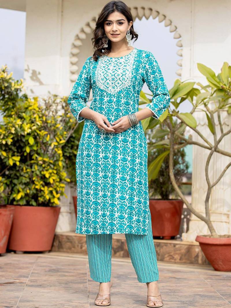 Women Ethnic Motifs Printed Kurta with Mirror Work, Printed Trousers, and Dupatta